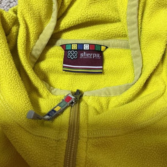 Sherpa Women's Yellow Fleece Hooded Pullover Zip Up Adventure Gear M Baselayer - Picture 5 of 6